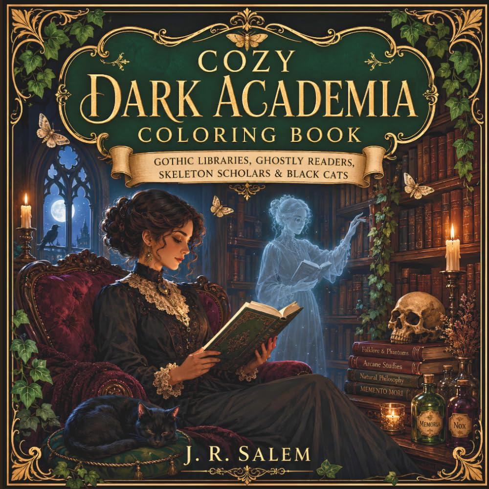 Cozy Dark Academia coloring book
