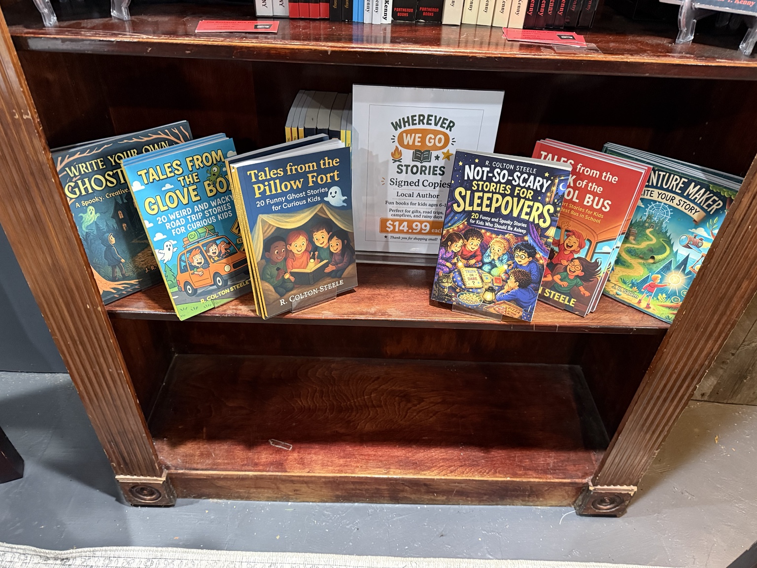 J. R. Salem Publishing books displayed at a local retail partner